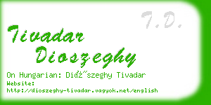 tivadar dioszeghy business card